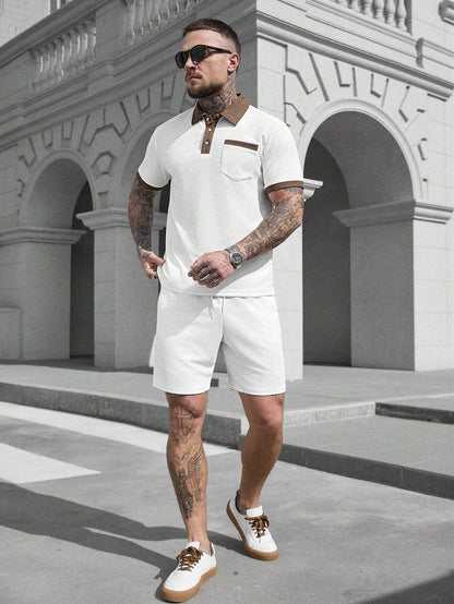 Heren Slim Fit Set – Casual Polo en Shorts voor Zomergebruik