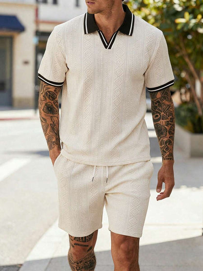 Heren Slim Fit Set – Casual Polo en Shorts voor Zomergebruik