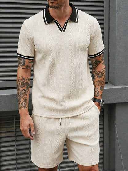 Heren Slim Fit Set – Casual Polo en Shorts voor Zomergebruik