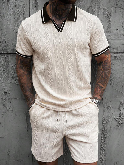 Heren Slim Fit Set – Casual Polo en Shorts voor Zomergebruik