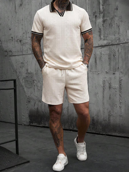 Heren Slim Fit Set – Casual Polo en Shorts voor Zomergebruik