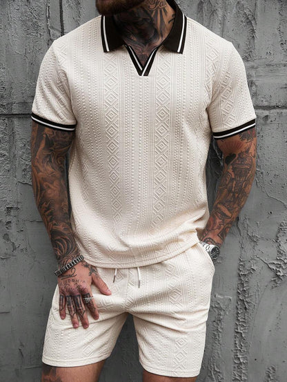 Heren Slim Fit Set – Casual Polo en Shorts voor Zomergebruik