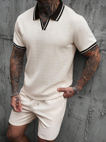 Heren Slim Fit Set – Casual Polo en Shorts voor Zomergebruik