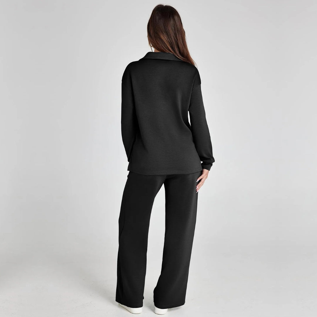 Dames Loungewear Set met V-halssweater en Wijde Comfybroek