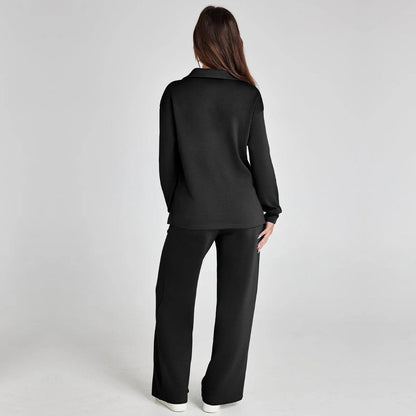Dames Loungewear Set met V-halssweater en Wijde Comfybroek