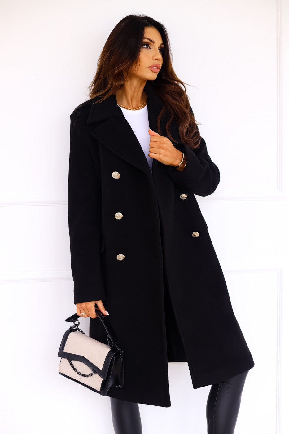 Wollen Dames Mantel met Twee Rijen Knopen – Warme Klassieke Look