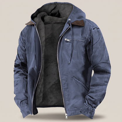Heren Winterjas met Capuchon - Canvas met Fleecevoering