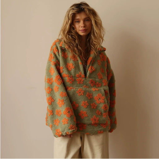 Dames Fleece Sweatshirt met Grote Zak – Zwart, Casual en Comfortabel voor Koude Dagen