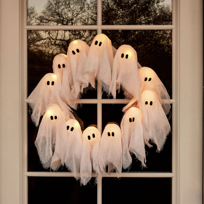 Halloween Deurkrans met 12 LED-Verlichte Geesten