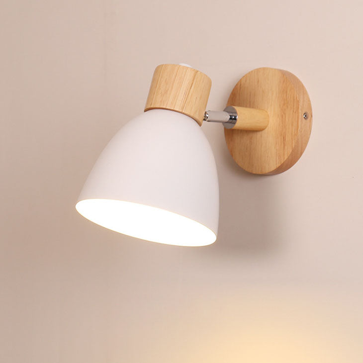 Wandlamp met Kantelbare Arm en Conische Kap - Hout en IJzer