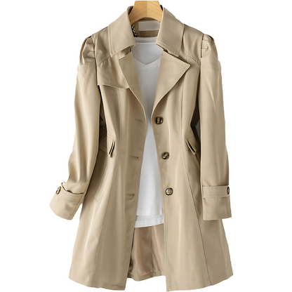 Dames Trenchcoat met Getailleerde Snit en Reverskraag