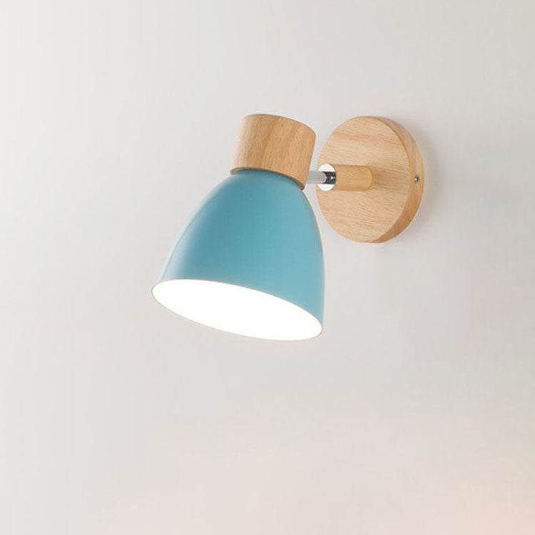 Wandlamp met Kantelbare Arm en Conische Kap - Hout en IJzer