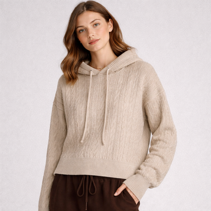 Katriane™ | Oversized Hooded Knit Sweater with Ribbed Trims