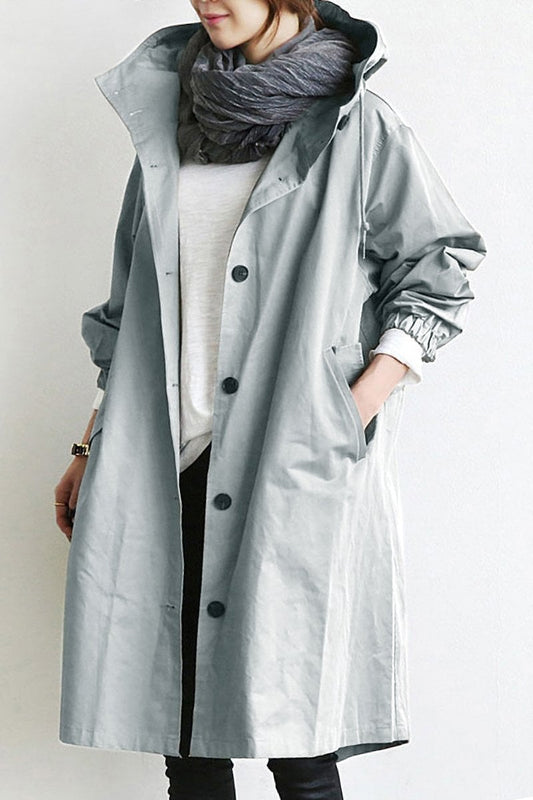 Dames Waterdichte Regen Trenchcoat met Capuchon – Tussenjas voor Lente en Herfst