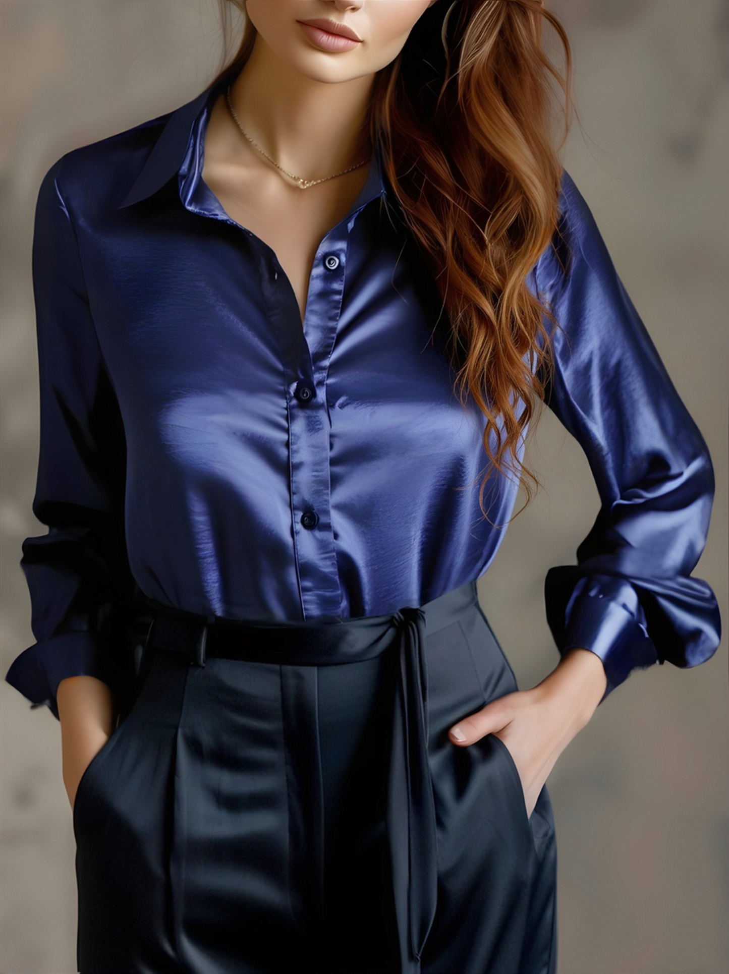 Dames Slim Fit Blouse – Met Lange Mouwen, Geschikt voor Werk en Dagelijks Gebruik