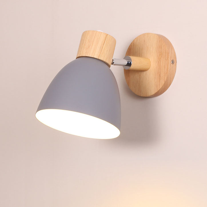 Wandlamp met Kantelbare Arm en Conische Kap - Hout en IJzer