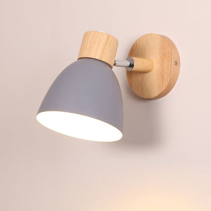 Wandlamp met Kantelbare Arm en Conische Kap - Hout en IJzer