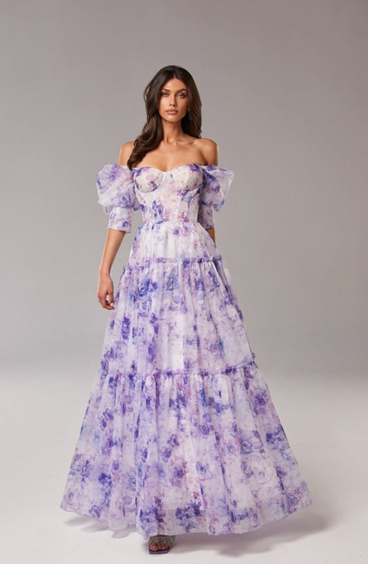 Eliora - Fleurige Jurk met Strikdetails