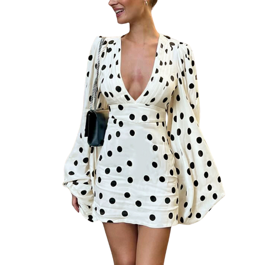 Dames Getailleerde Jurk – Met Lange Mouwen en V-Hals, Geschikt voor Casual en Feestelijke Gelegenheden