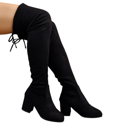 Dames Mid Heel Over-the-Knee Boots – Elegant, Geschikt voor Casual en Werk, Met Rits en Comfortabele Pasvorm