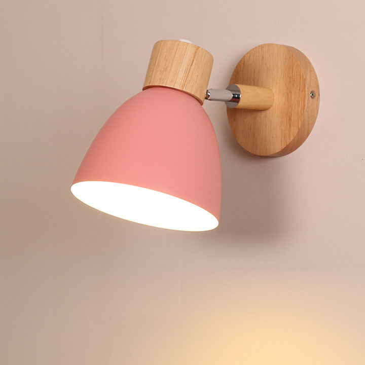 Wandlamp met Kantelbare Arm en Conische Kap - Hout en IJzer