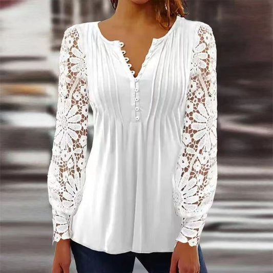 Yara – Blouse met Kanten Mouwen