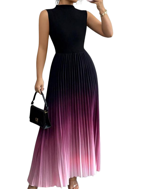 Dames Maxi Jurk Geplooid met Col