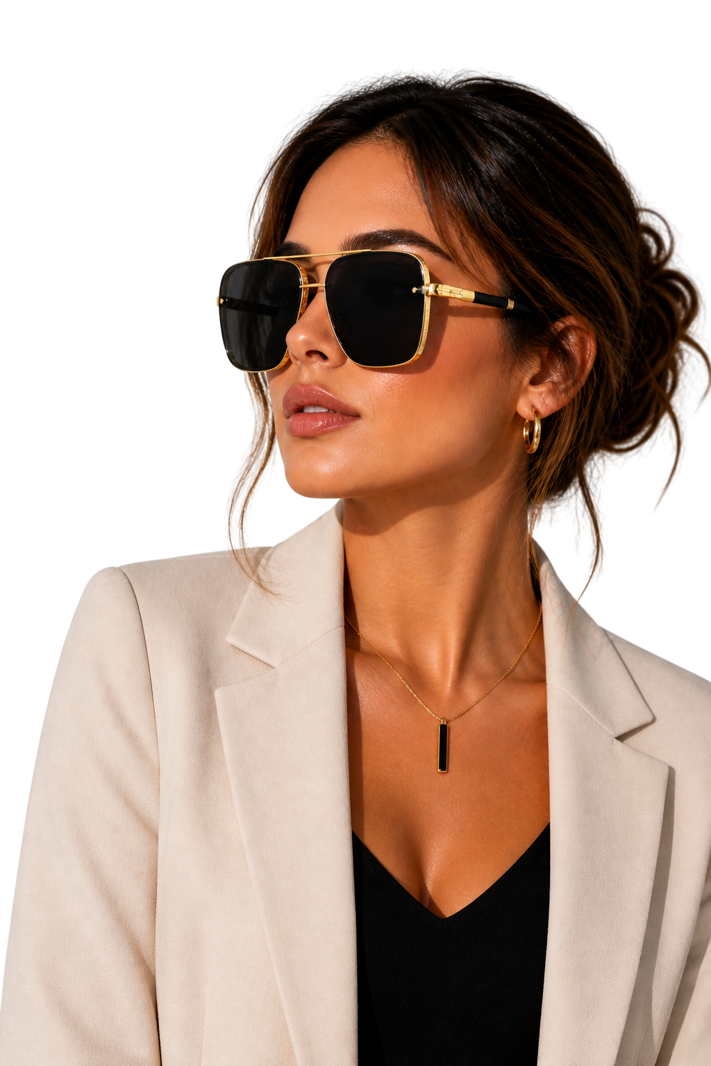 Dames Retro Aviator Zonnebril met Goudkleurig Montuur en UV400 Gradiëntglas