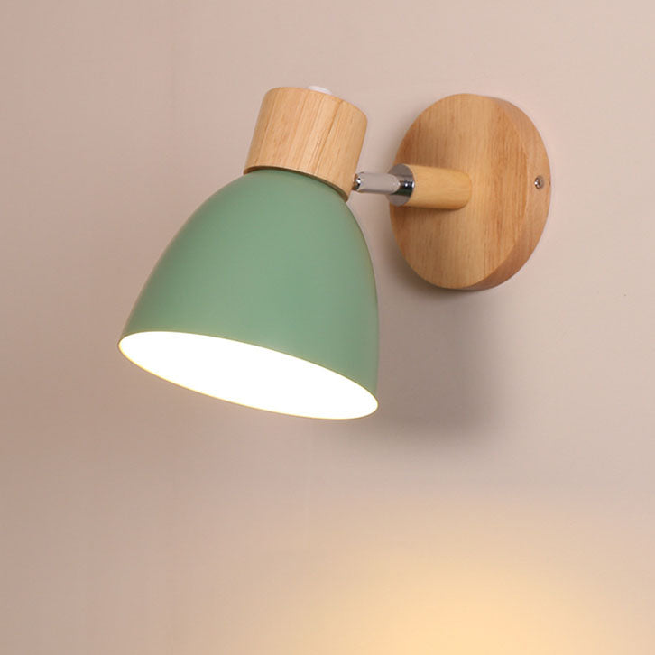Wandlamp met Kantelbare Arm en Conische Kap - Hout en IJzer