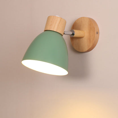 Wandlamp met Kantelbare Arm en Conische Kap - Hout en IJzer