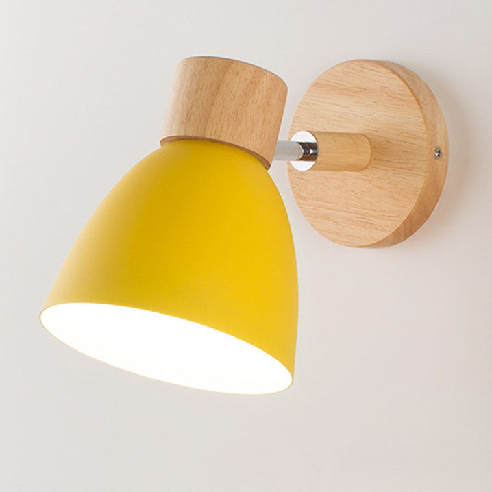Wandlamp met Kantelbare Arm en Conische Kap - Hout en IJzer