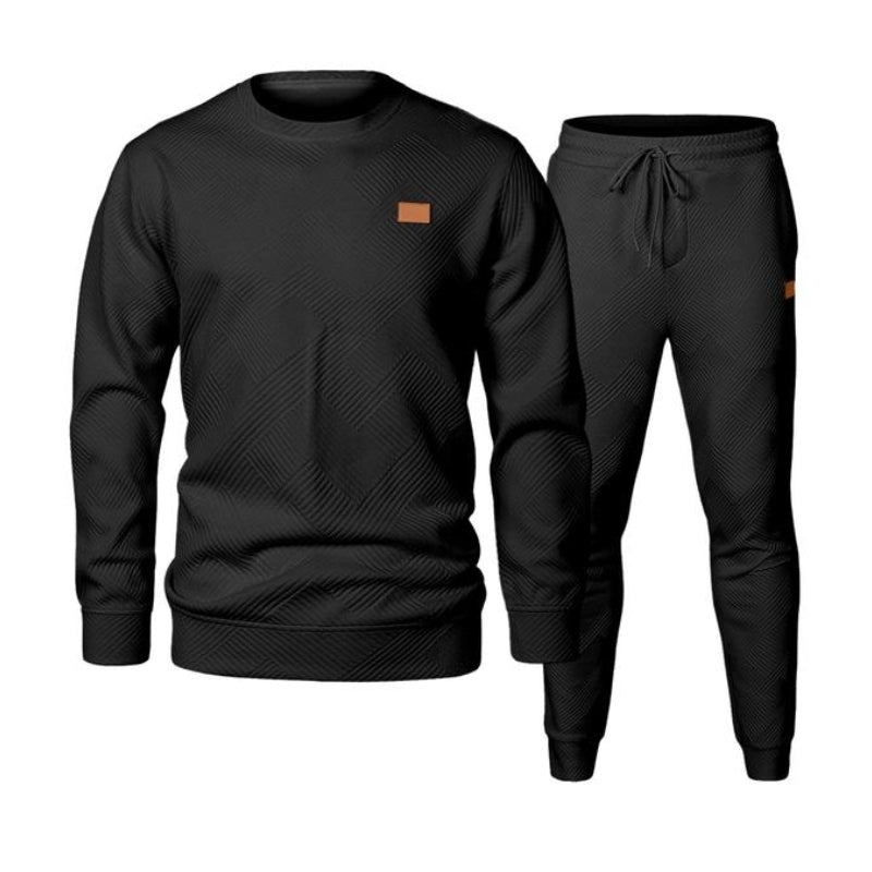 Heren Joggingpak Set Tweedelig – Jacquard Sweater en Broek