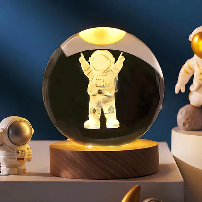 Lichtgevende Kristallen Bol met 3D Gravure Nachtlampje