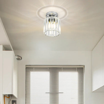 Plafondlamp Zwart met Kristallen Kap - Modern Design voor Hal en Woonkamer