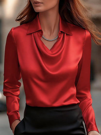 Dames Getailleerde Blouse – Met Draped Halslijn, Geschikt voor Werk en Dagelijks Gebruik