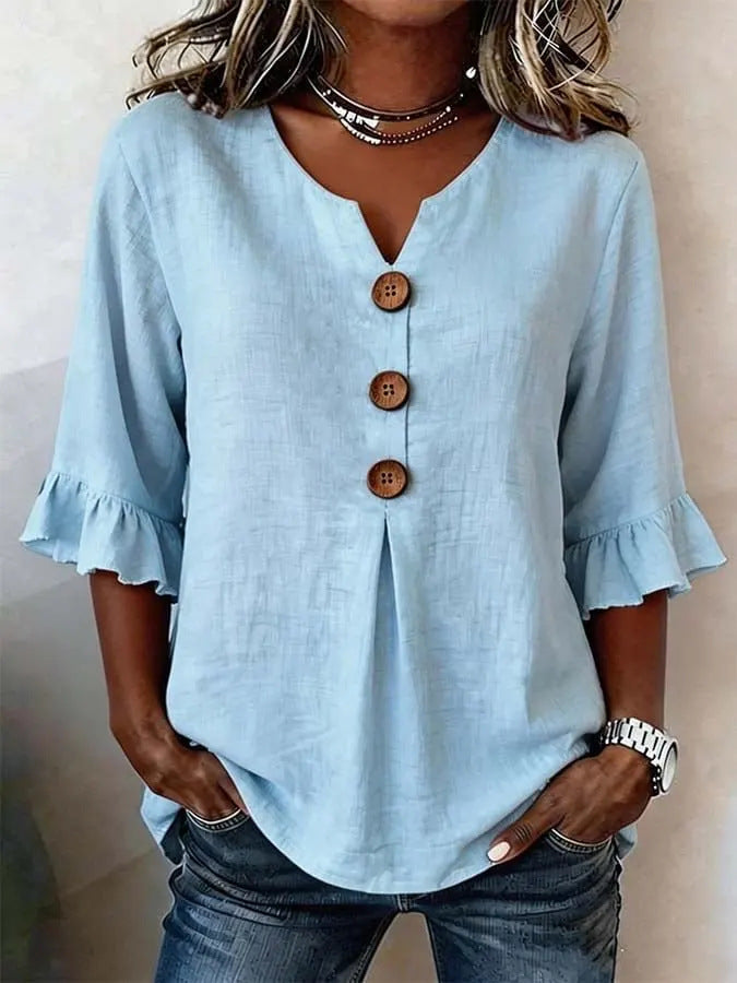 Dames Blouse Lange Mouw met Ruches
