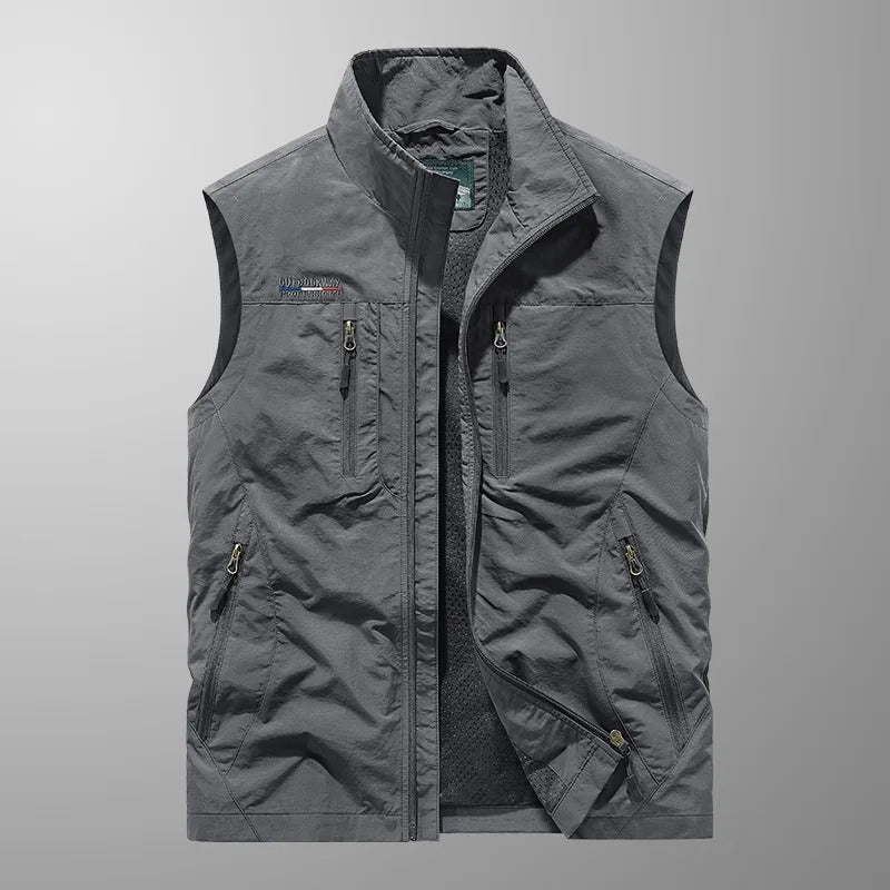 Heren Bodywarmer Mouwloos met Opstaande Kraag en Ritszakken