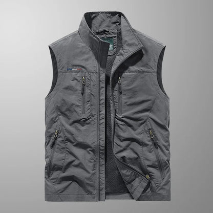 Heren Bodywarmer Mouwloos met Opstaande Kraag en Ritszakken