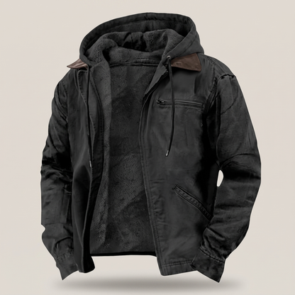 Heren Winterjas met Capuchon - Canvas met Fleecevoering