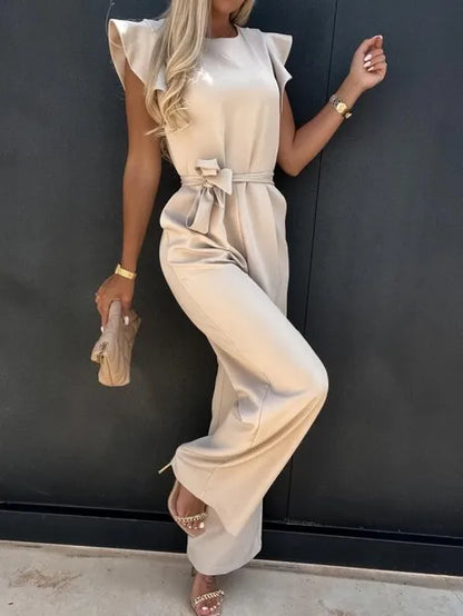 Melina - Jumpsuit met Ruches Mouwen & Ceintuur