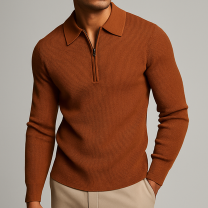 Heren Quarter-Zip Trui met Wafelstructuur