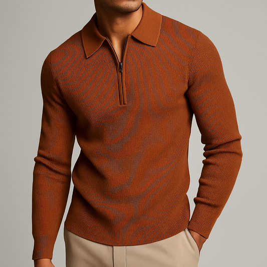 Heren Quarter-Zip Trui met Wafelstructuur