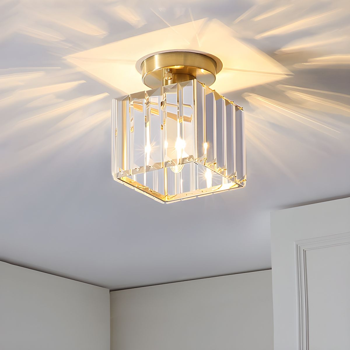 Plafondlamp Zwart met Kristallen Kap - Modern Design voor Hal en Woonkamer