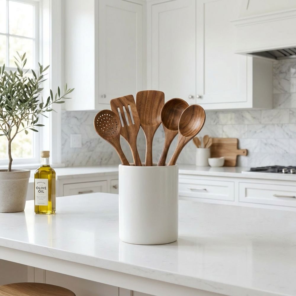 Keukengerei Set Teakhout – 5-Delige Houten Keukenset