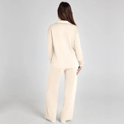 Dames Loungewear Set met V-halssweater en Wijde Comfybroek