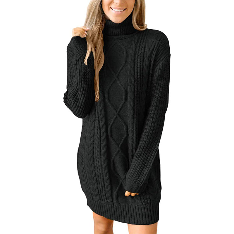 Dames Coltrui Jurk met Kabelbreisel – Sweaterjurk