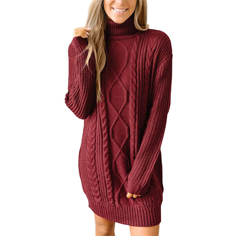Dames Coltrui Jurk met Kabelbreisel – Sweaterjurk