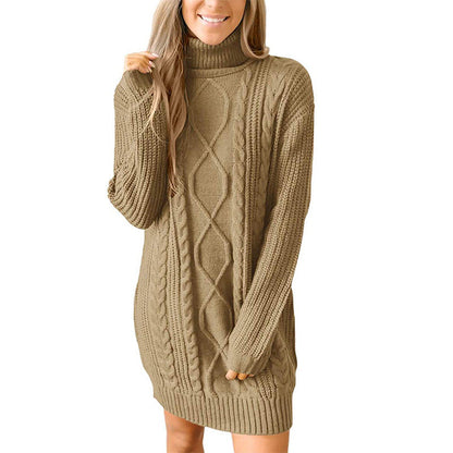 Dames Coltrui Jurk met Kabelbreisel – Sweaterjurk