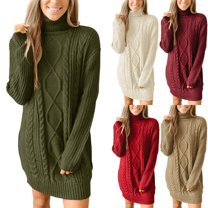 Dames Coltrui Jurk met Kabelbreisel – Sweaterjurk