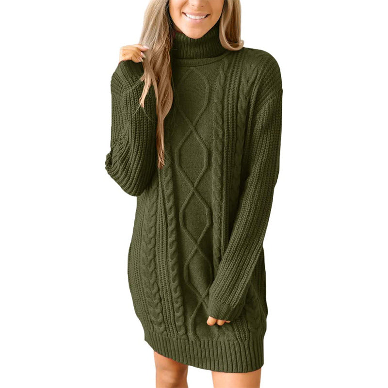 Dames Coltrui Jurk met Kabelbreisel – Sweaterjurk